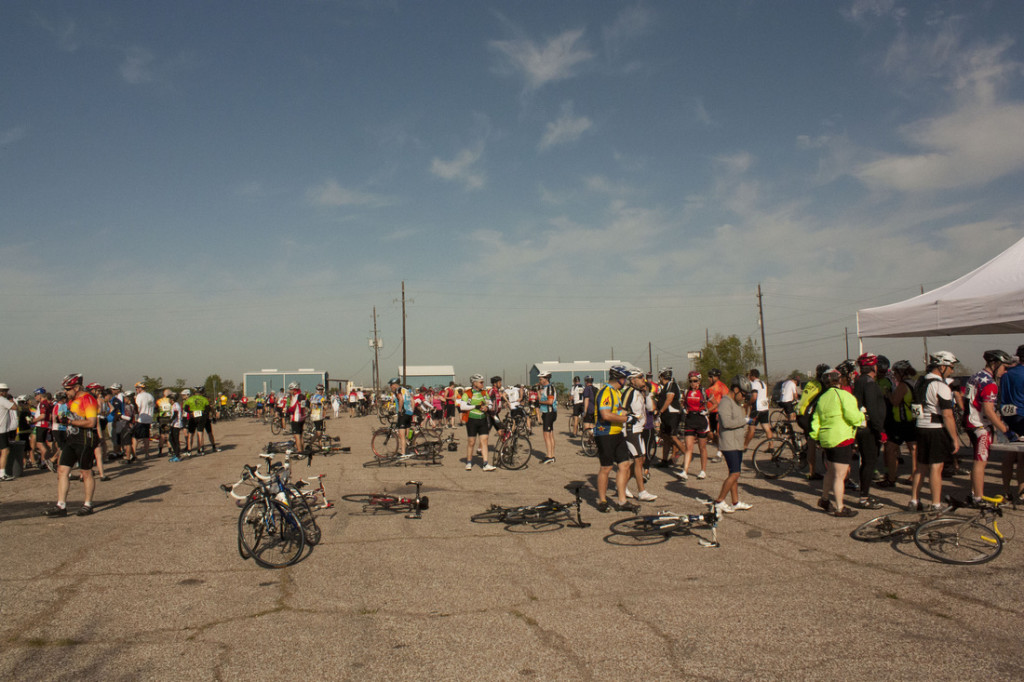 cyclists prepping for the Katy Ram Ride 