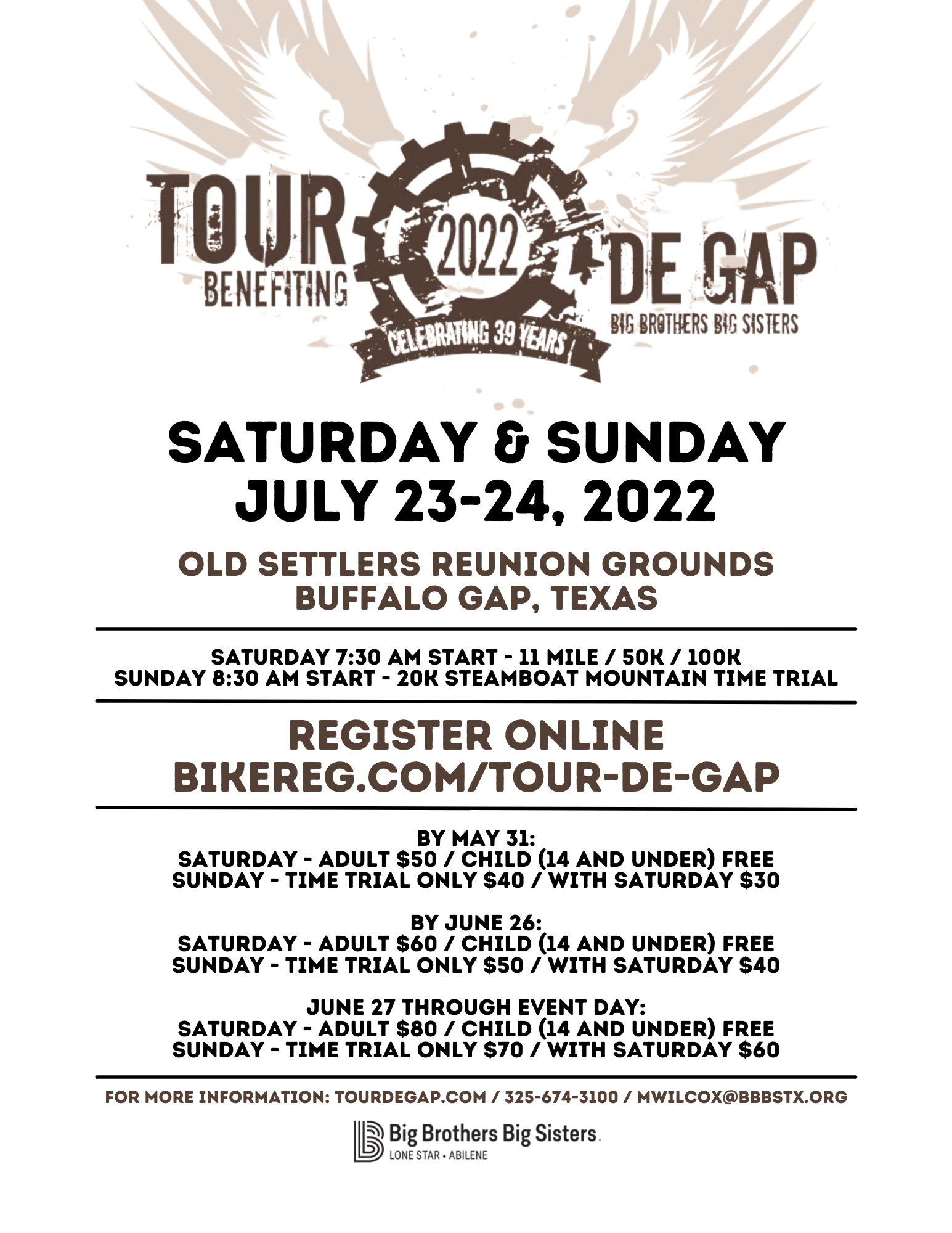 TourdeGap2022Flyer All up to date 2022 Texas bicycle rides in one